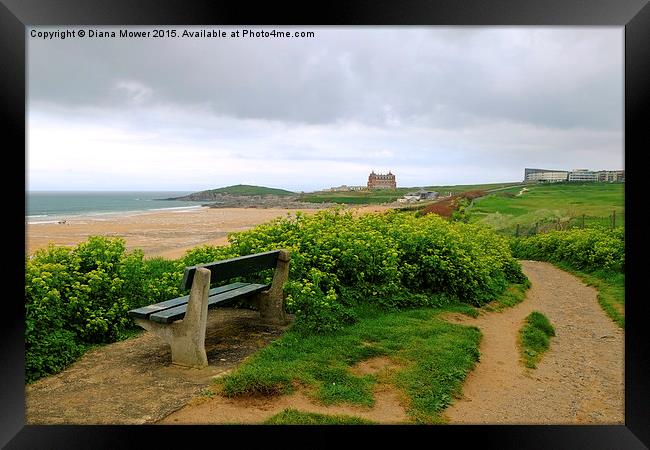  Fistral Beach View Framed Print by Diana Mower