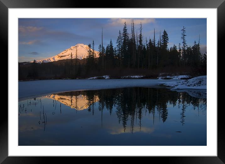 Hood Alpenglow Framed Mounted Print by Mike Dawson