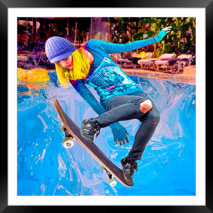  Skateboarding on Water Framed Mounted Print by Matthew Lacey