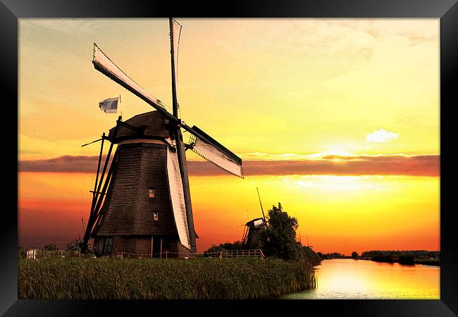 Sunset over the windmill Framed Print by Ankor Light