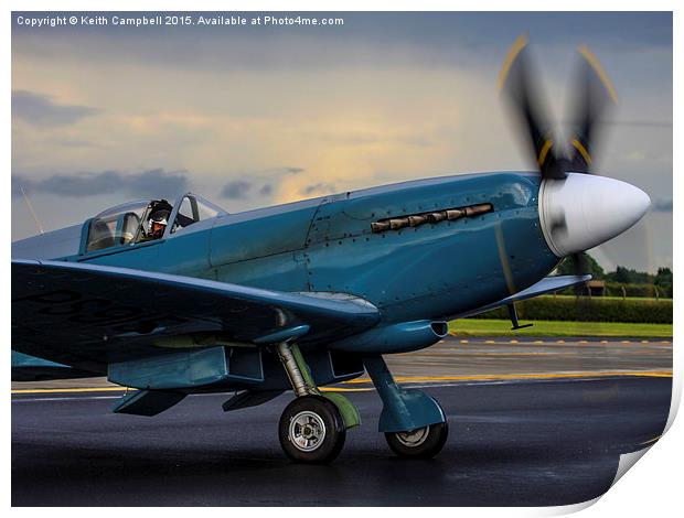 Spitfire PS915 starting. Print by Keith Campbell