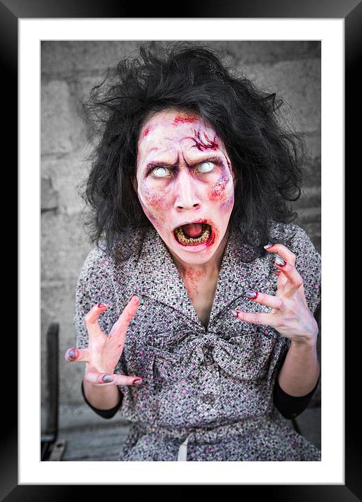  Screaming zombie horror Framed Mounted Print by Matthias Hauser