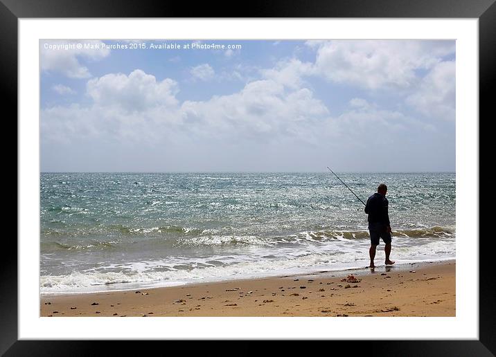 Fisherman on Sandown Beach Isle of Wight Framed Mounted Print by Mark Purches