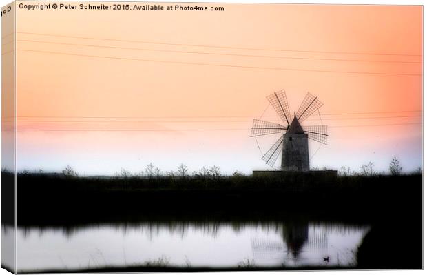 Evening windmill Canvas Print by Peter Schneiter