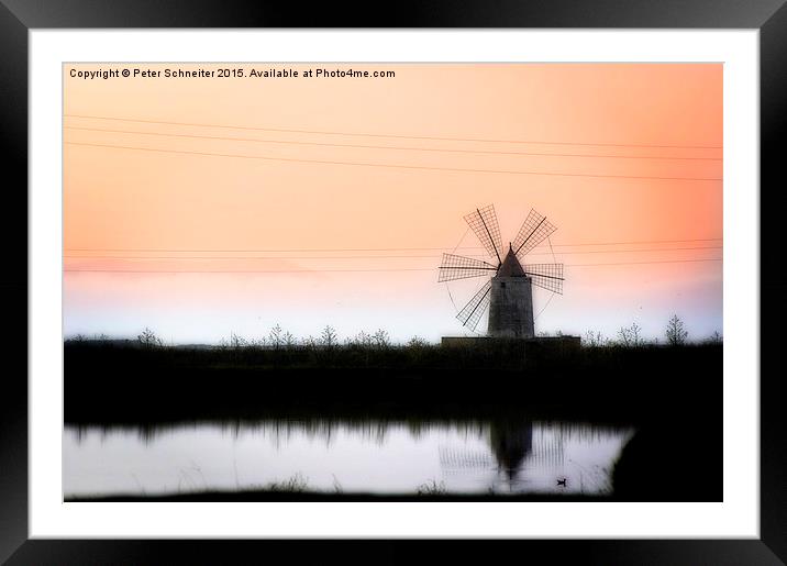 Evening windmill Framed Mounted Print by Peter Schneiter