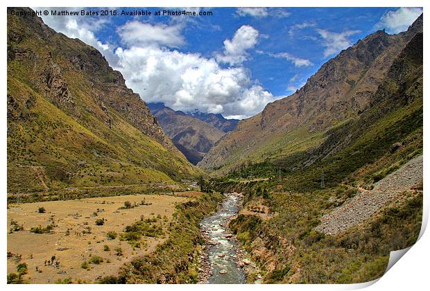 Urubamba River through the Andes Print by Matthew Bates