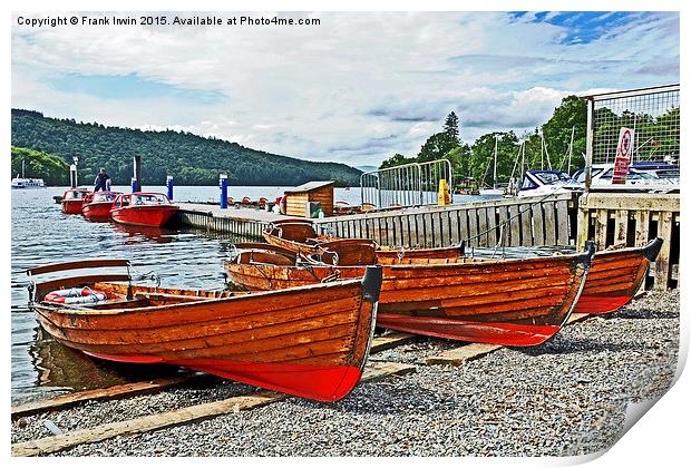  Rowing boats for hire on Windermere Print by Frank Irwin