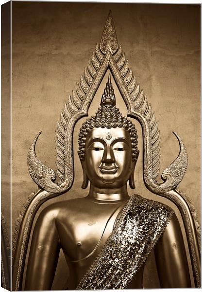  Buddha from Thailand in sepia tones Canvas Print by Julian Bound
