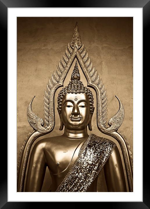  Buddha from Thailand in sepia tones Framed Mounted Print by Julian Bound