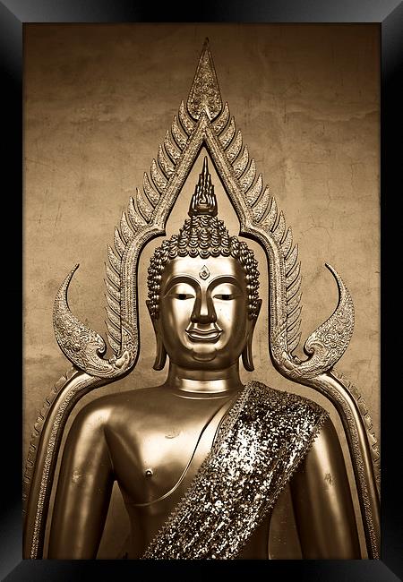  Buddha from Thailand in sepia tones Framed Print by Julian Bound