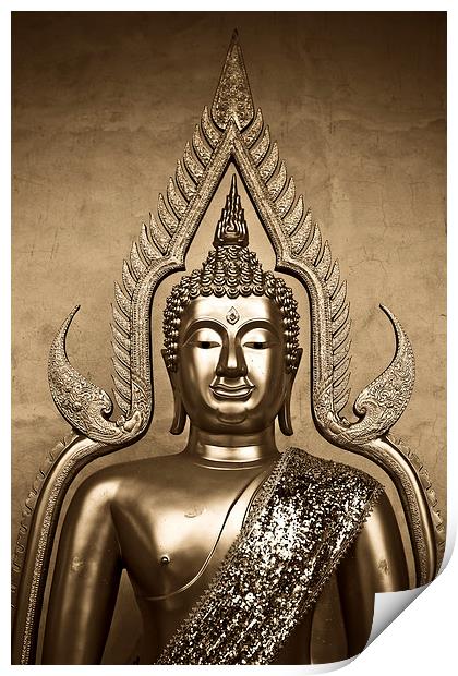  Buddha from Thailand in sepia tones Print by Julian Bound