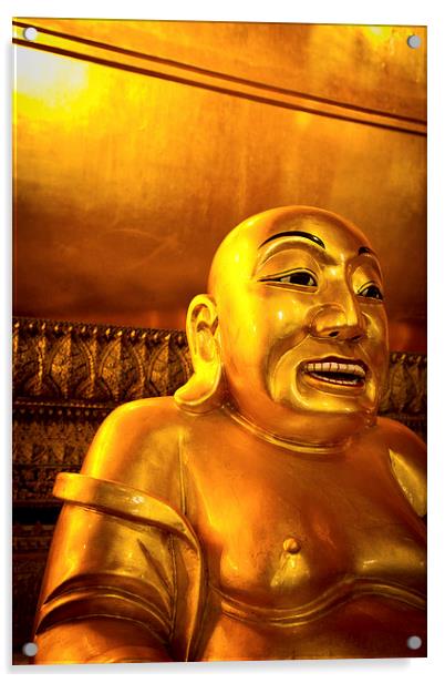 Lucky smiling Buddha of Wat Pho, Bangkok, Thailand Acrylic by Julian Bound
