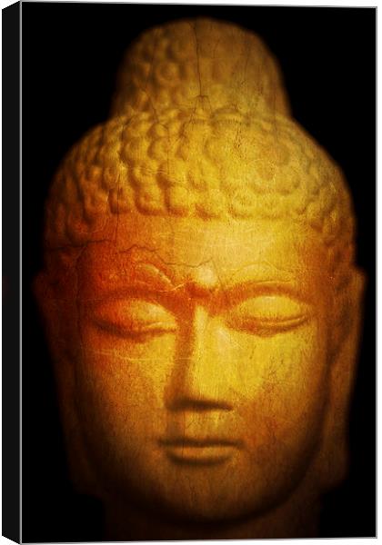 Thai Buddha statue with golden and orange tones Canvas Print by Julian Bound