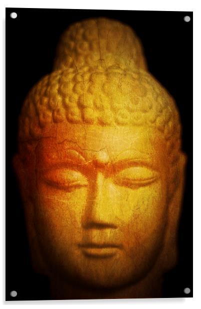 Thai Buddha statue with golden and orange tones Acrylic by Julian Bound