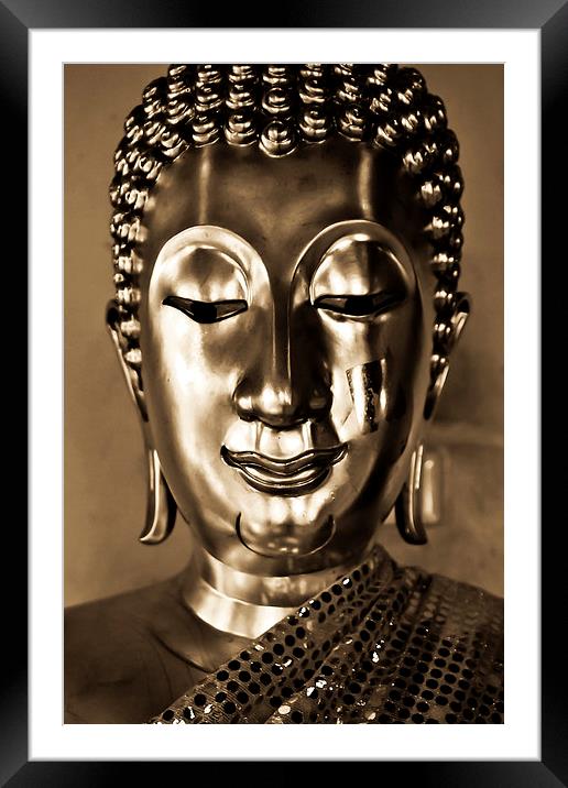 Buddha from Thailand in sepia tones Framed Mounted Print by Julian Bound