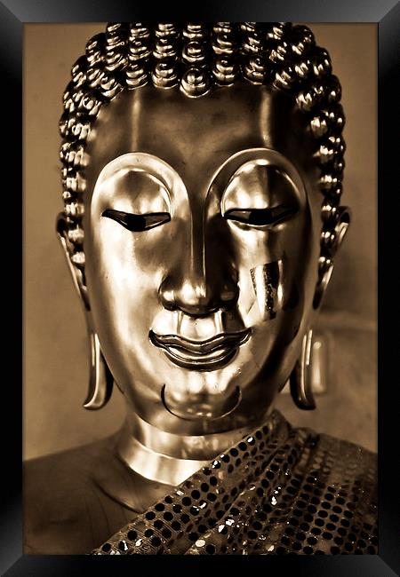 Buddha from Thailand in sepia tones Framed Print by Julian Bound
