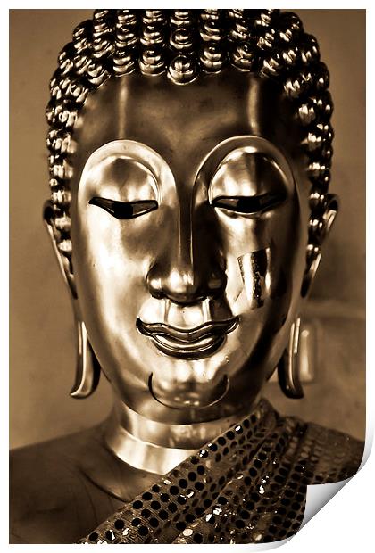 Buddha from Thailand in sepia tones Print by Julian Bound