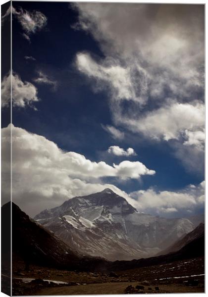 Mount Everest with cloud from the Tibetan side, Ti Canvas Print by Julian Bound