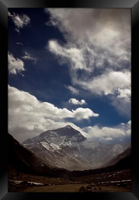 Mount Everest with cloud from the Tibetan side, Ti Framed Print by Julian Bound