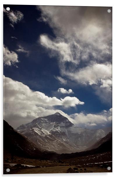 Mount Everest with cloud from the Tibetan side, Ti Acrylic by Julian Bound