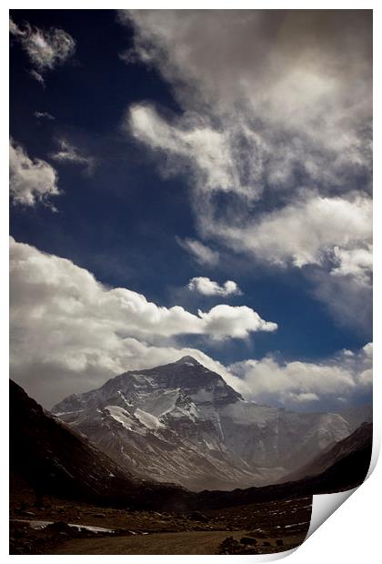 Mount Everest with cloud from the Tibetan side, Ti Print by Julian Bound