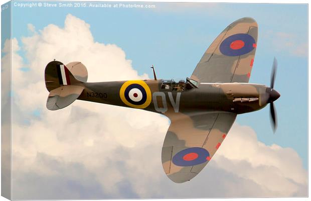  Spitfire in the Clouds Canvas Print by Steve Smith