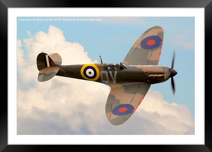  Spitfire in the Clouds Framed Mounted Print by Steve Smith