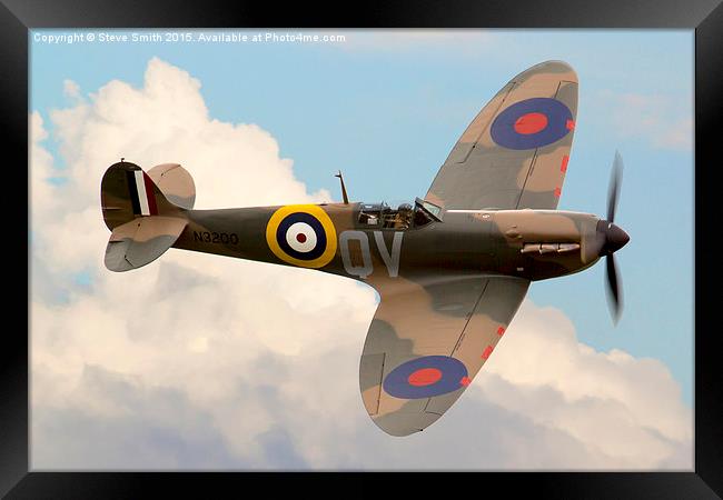  Spitfire in the Clouds Framed Print by Steve Smith