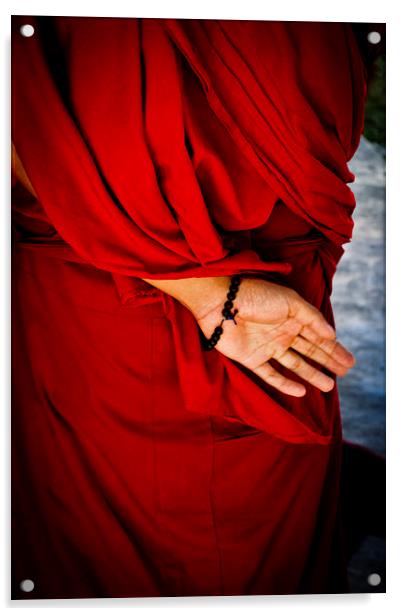  Tibetan Buddhist monk with prayer beads, Tibet Acrylic by Julian Bound