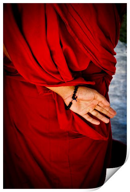  Tibetan Buddhist monk with prayer beads, Tibet Print by Julian Bound