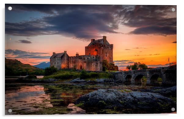   Eilean Donan Castle Sunset Acrylic by Tony Walsh
