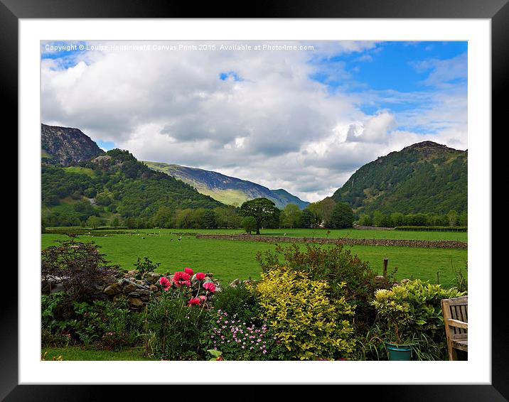 Borrowdale from a pretty garden in Rothswaite Framed Mounted Print by Louise Heusinkveld