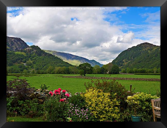 Borrowdale from a pretty garden in Rothswaite Framed Print by Louise Heusinkveld
