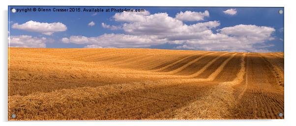  Harvested field, A35 Dorset Acrylic by Glenn Cresser