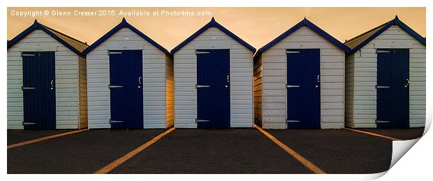  Evening beach huts in Paignton Print by Glenn Cresser