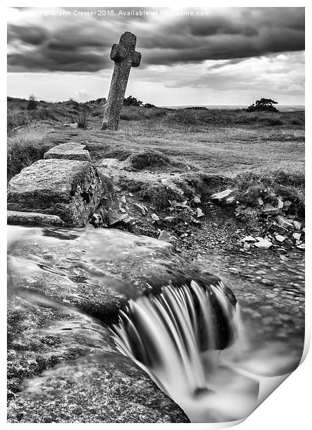  Windy Post, Beckamoor Cross, Dartmoor Print by Glenn Cresser