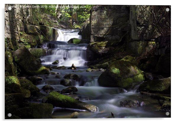  Lumsdale Valley Waterfall Acrylic by Martin Smith