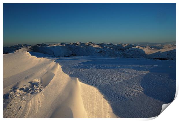 Beinn Eich Summit in Snow Print by James Buckle