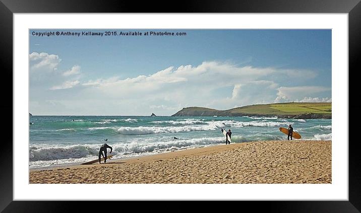  CONSTANTINE BAY SURFERS Framed Mounted Print by Anthony Kellaway