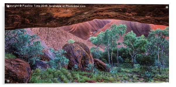  Looking out from a cave on Uluru, Australia Acrylic by Pauline Tims
