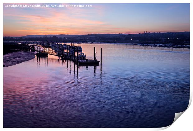   Sunset from Rochester Bridge Print by Steve Smith