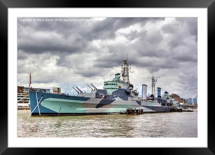  HMS Belfast Framed Mounted Print by Steve Smith