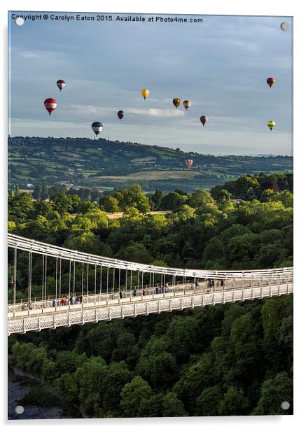  Balloons over the Clifton Suspension Bridge, Bris Acrylic by Carolyn Eaton