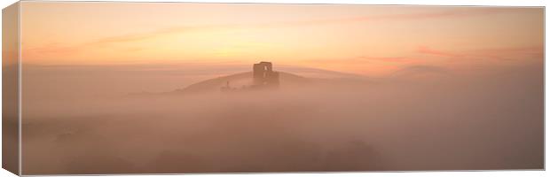  A misty morning at Corfe Castle  Canvas Print by daniel allen