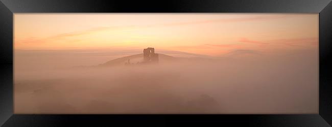  A misty morning at Corfe Castle  Framed Print by daniel allen