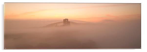  A misty morning at Corfe Castle  Acrylic by daniel allen