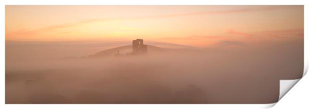  A misty morning at Corfe Castle  Print by daniel allen