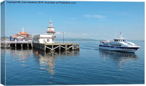  Dunnoon Pier and the Argyll Ferry Boat.   Canvas Print by Lilian Marshall