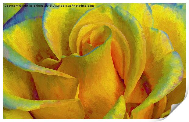  painted yellow rose Print by john kolenberg