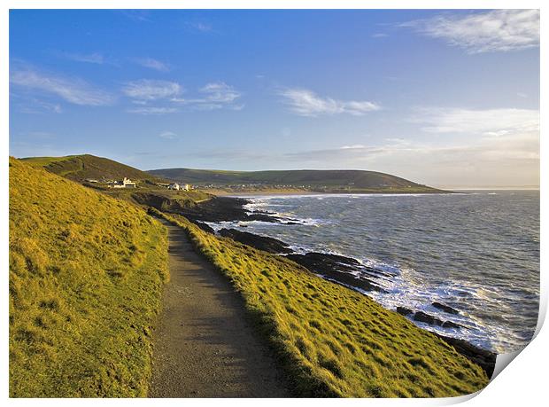 Path from Baggy point to Croyde and Woolacombe Print by Mike Gorton
